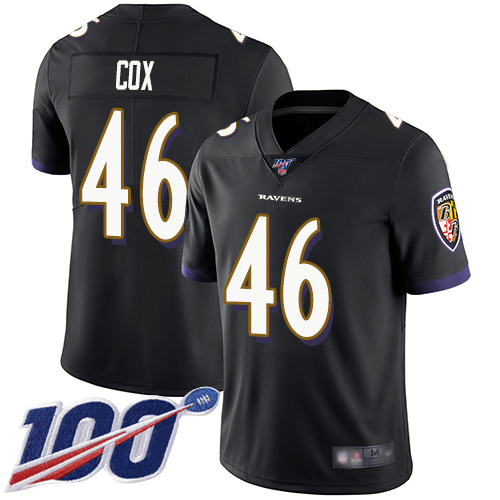 Baltimore Ravens Limited Black Men Morgan Cox Alternate Jersey NFL Football #46 100th Season Vapor Untouchable->nfl t-shirts->Sports Accessory